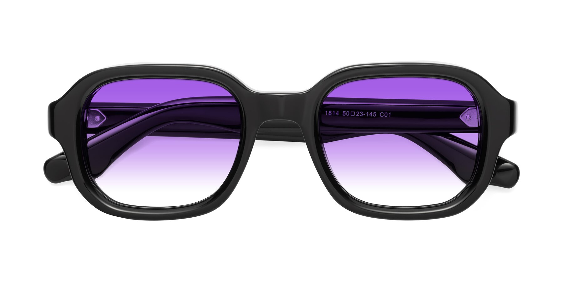 Folded Front of Unite in Black with Purple Gradient Lenses
