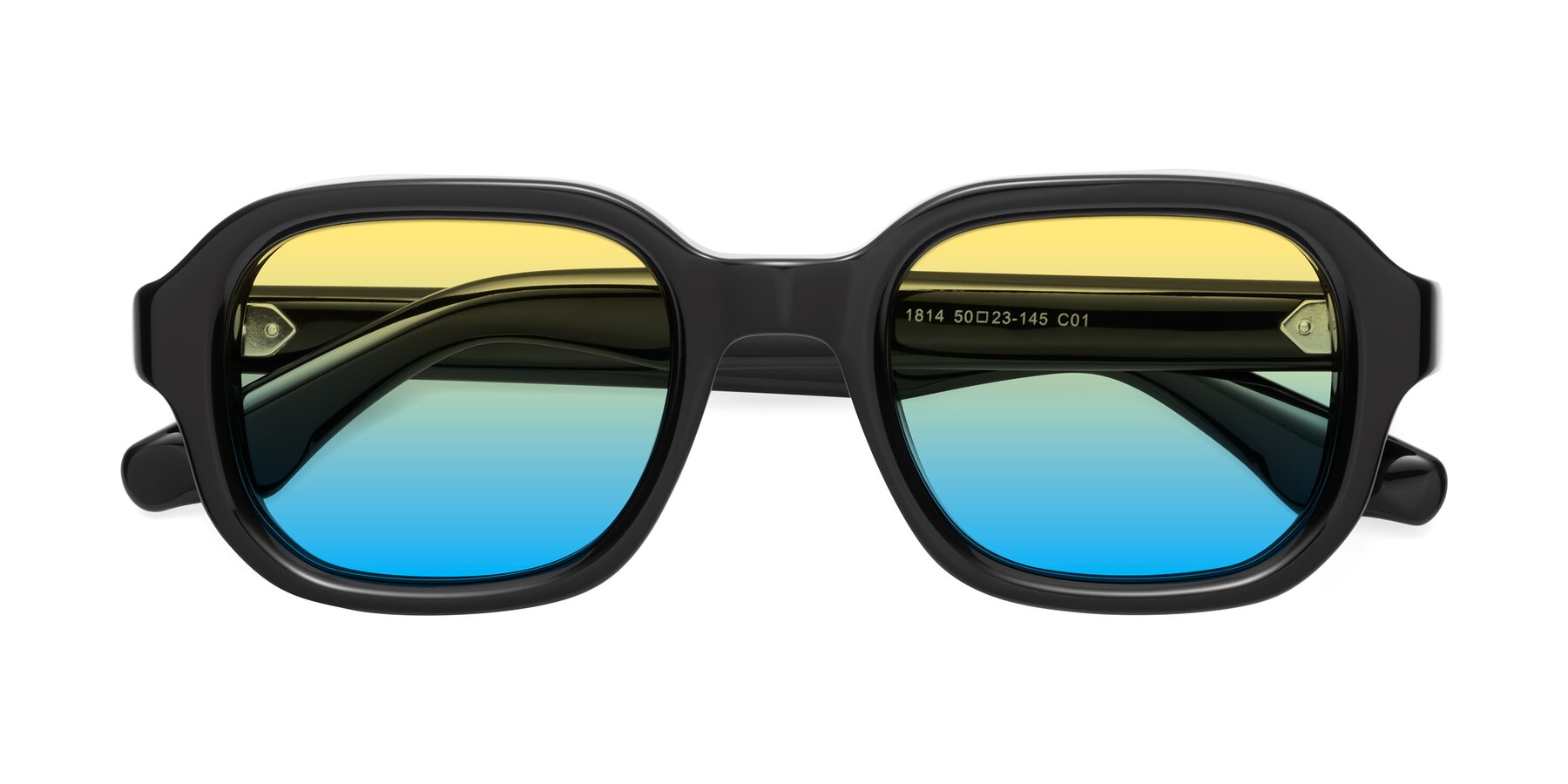 Folded Front of Unite in Black with Yellow / Blue Gradient Lenses