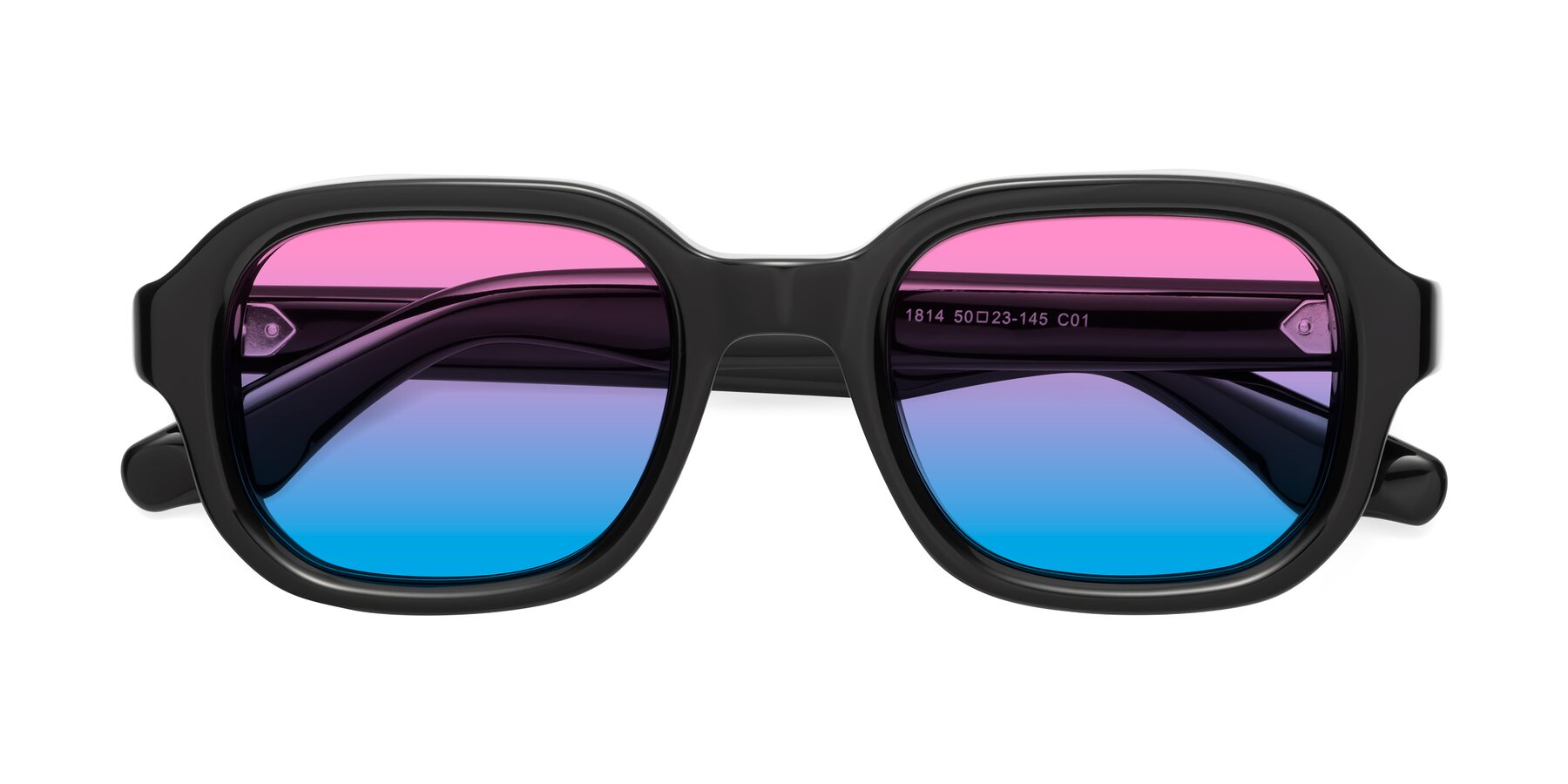 Folded Front of Unite in Black with Pink / Blue Gradient Lenses