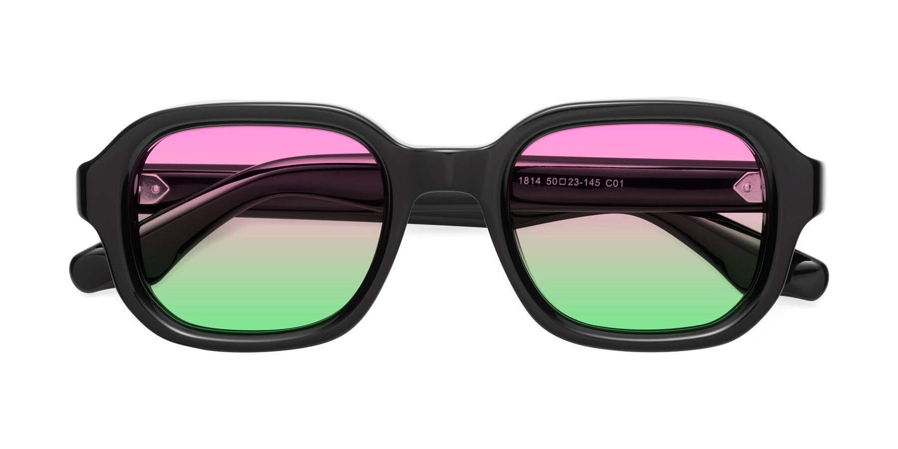 Folded Front of Unite in Black with Pink / Green Gradient Lenses