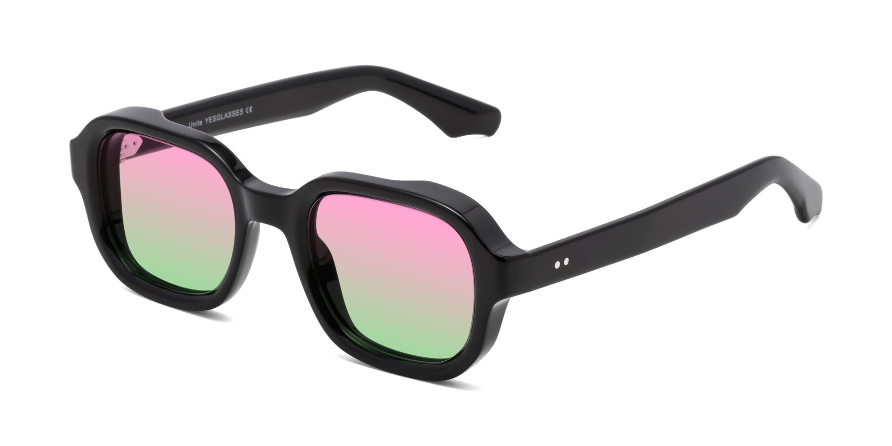 Angle of Unite in Black with Pink / Green Gradient Lenses