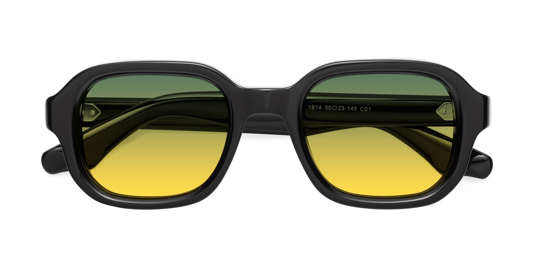 Folded Front of Unite in Black with Green / Yellow Gradient Lenses