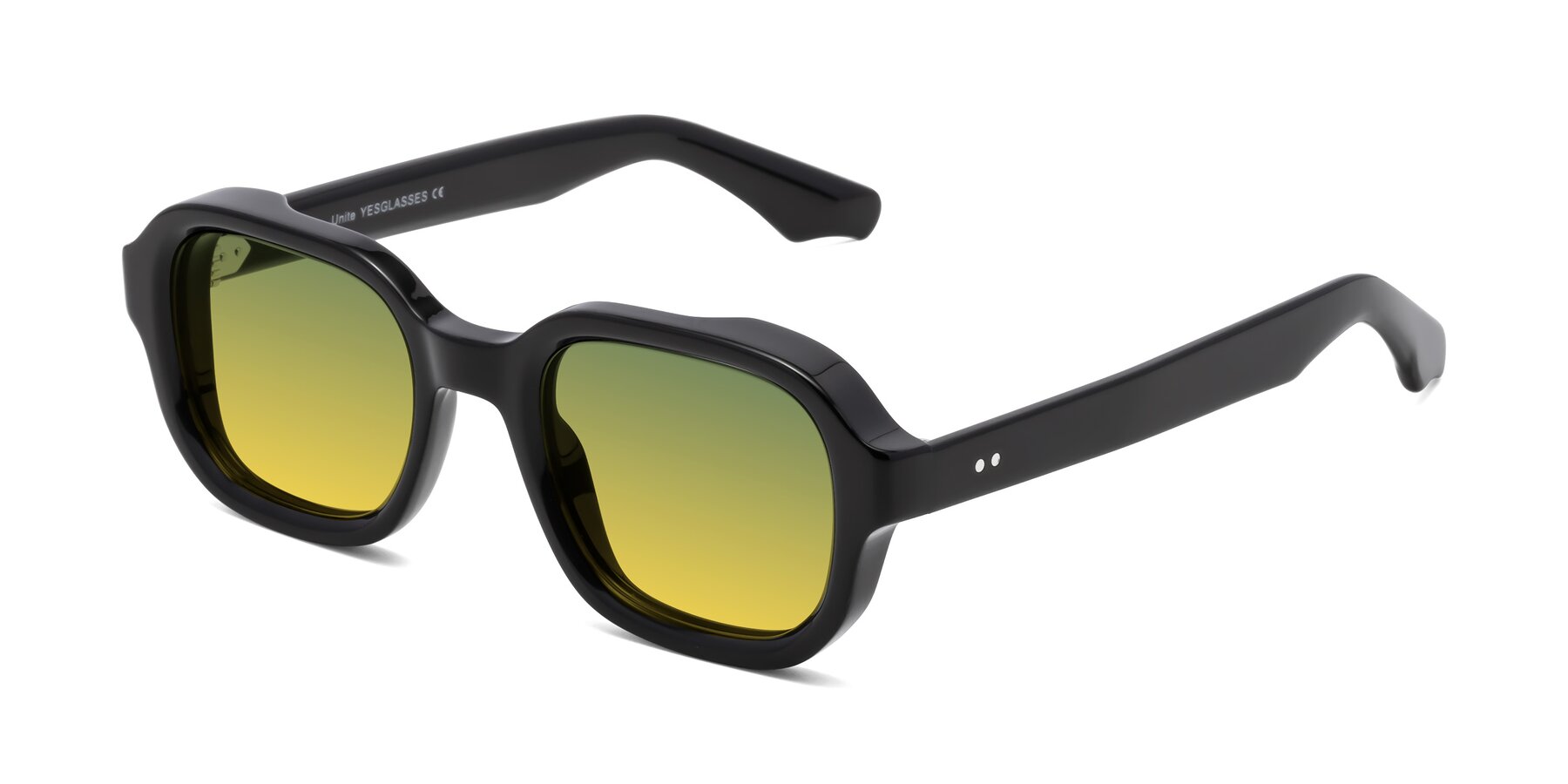 Angle of Unite in Black with Green / Yellow Gradient Lenses