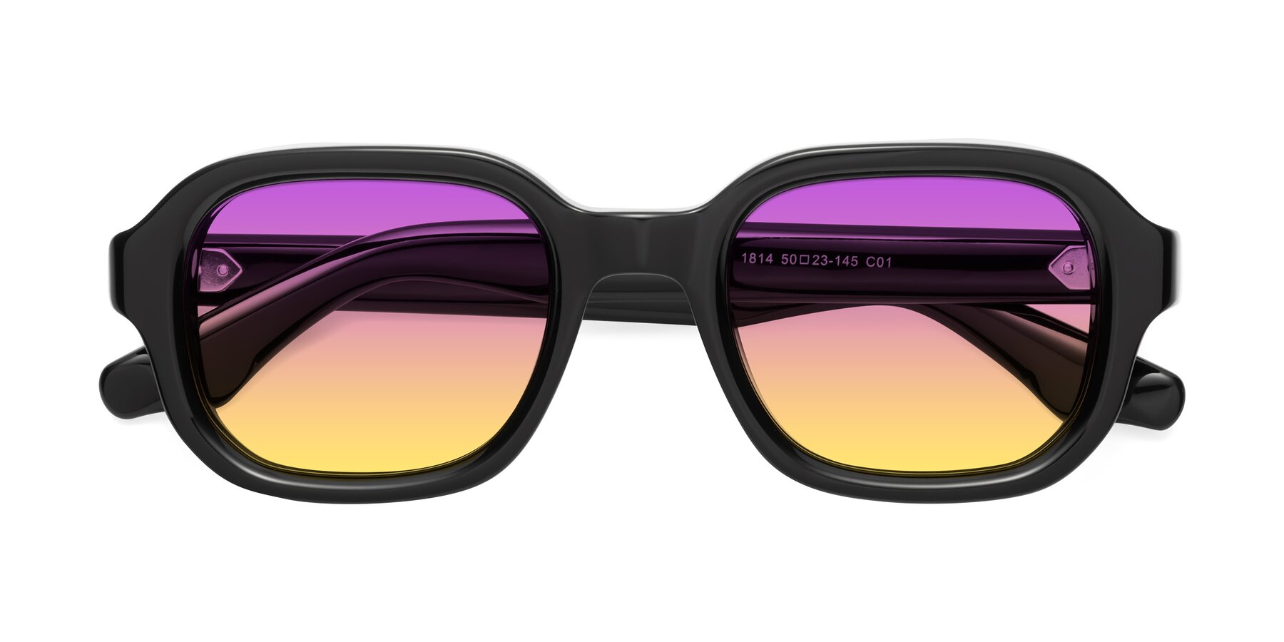 Folded Front of Unite in Black with Purple / Yellow Gradient Lenses