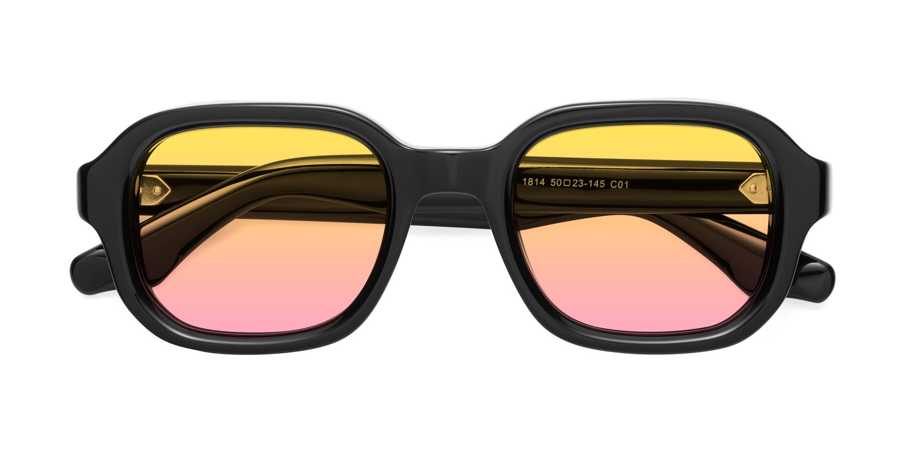 Folded Front of Unite in Black with Yellow / Pink Gradient Lenses