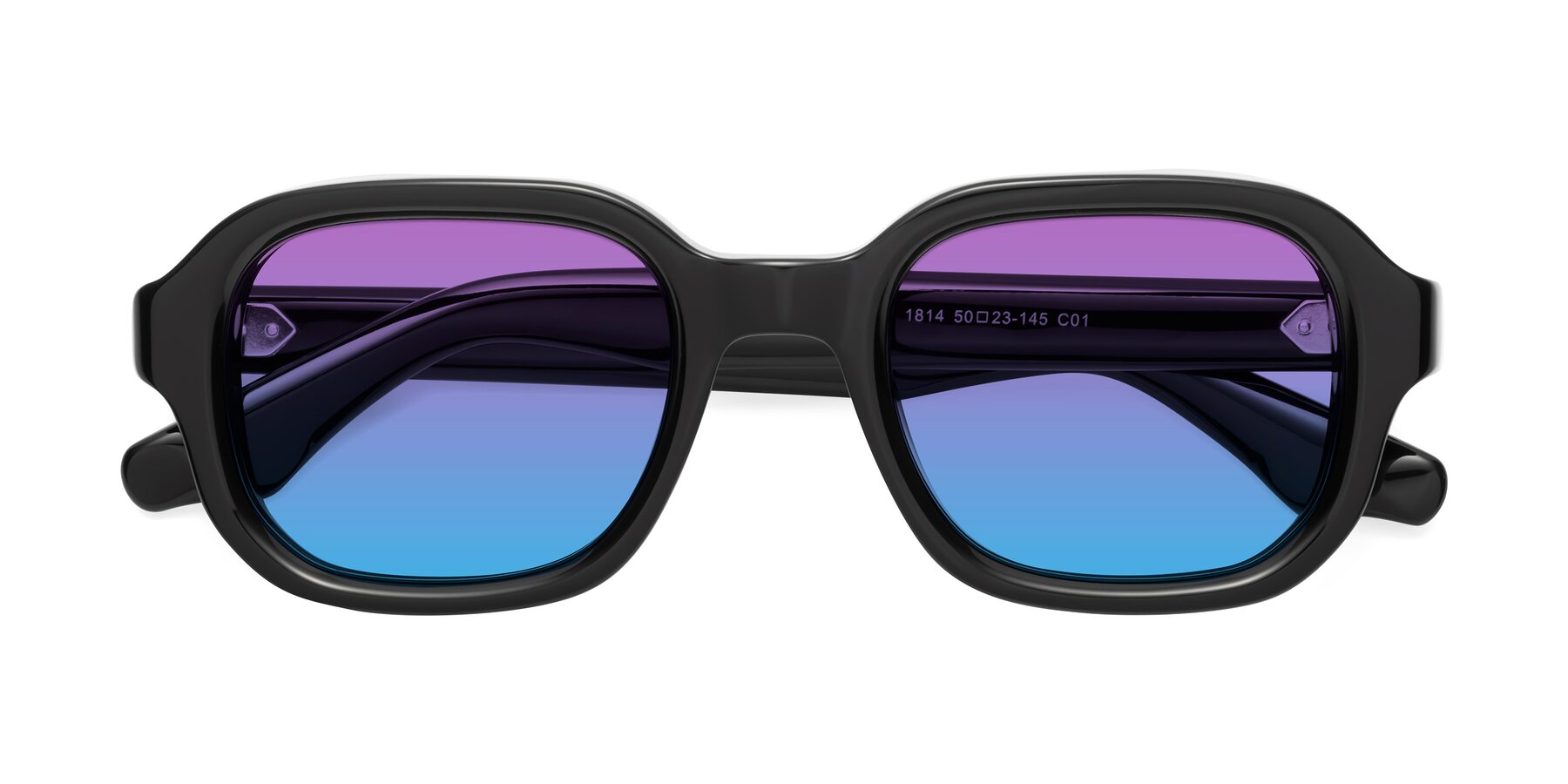 Folded Front of Unite in Black with Purple / Blue Gradient Lenses