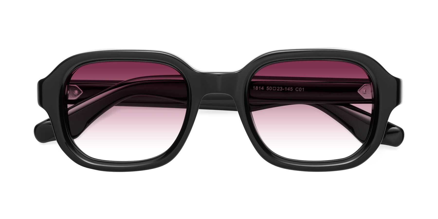 Folded Front of Unite in Black with Wine Gradient Lenses