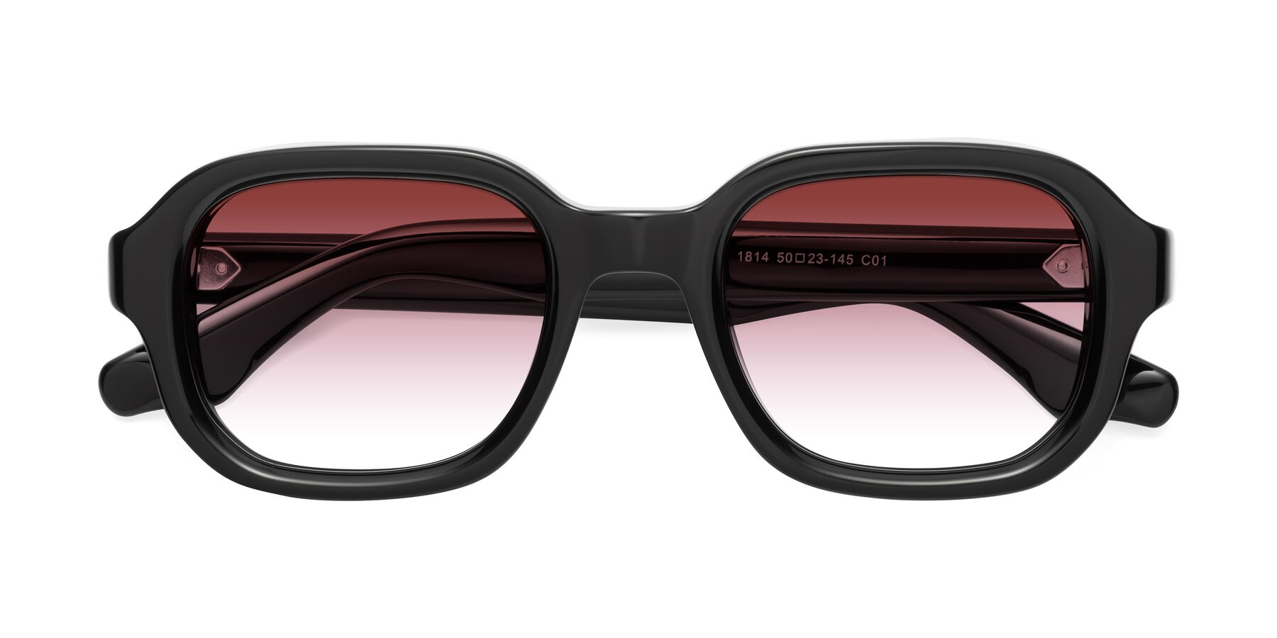 Folded Front of Unite in Black with Garnet Gradient Lenses