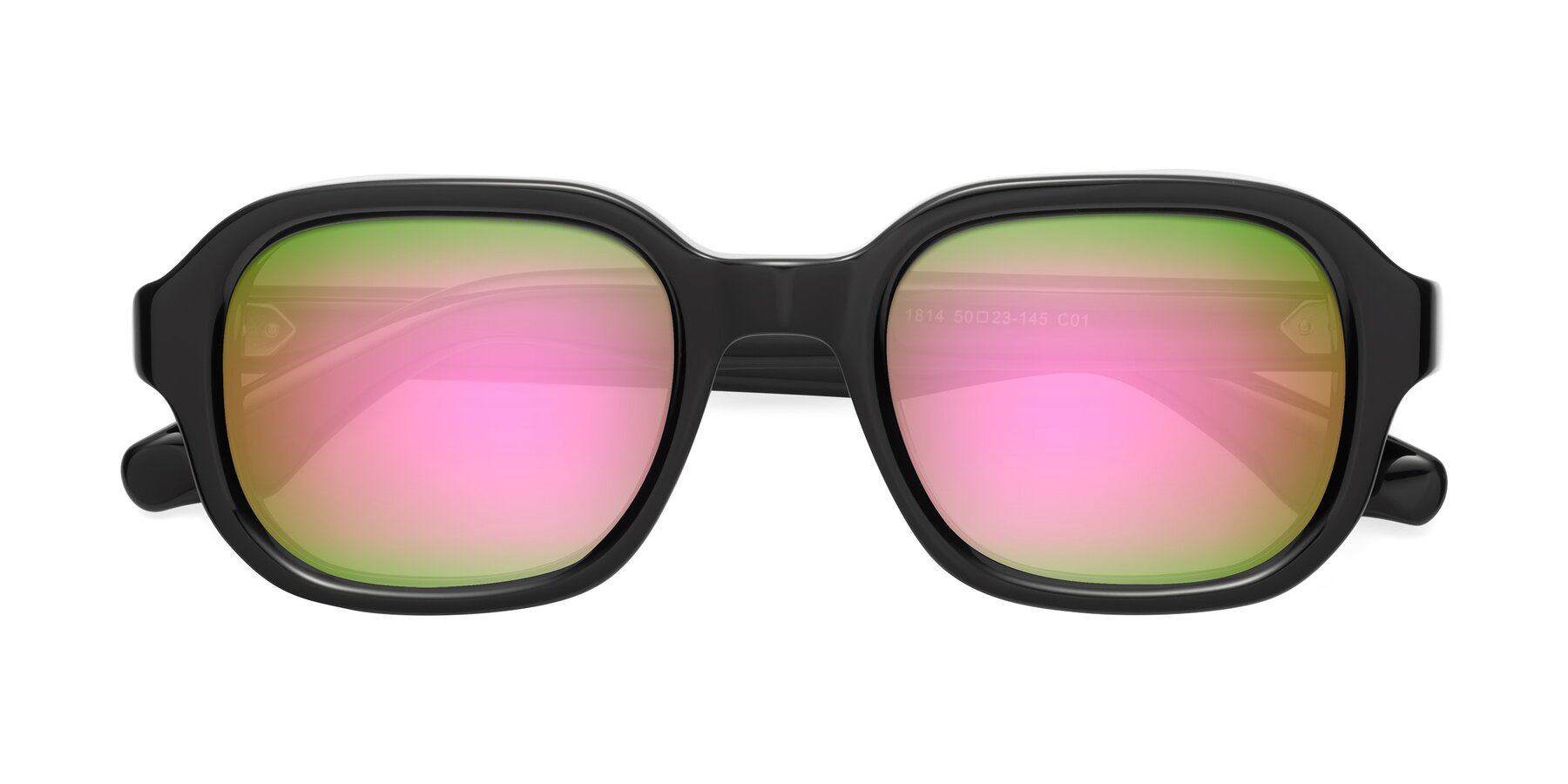 Folded Front of Unite in Black with Pink Mirrored Lenses