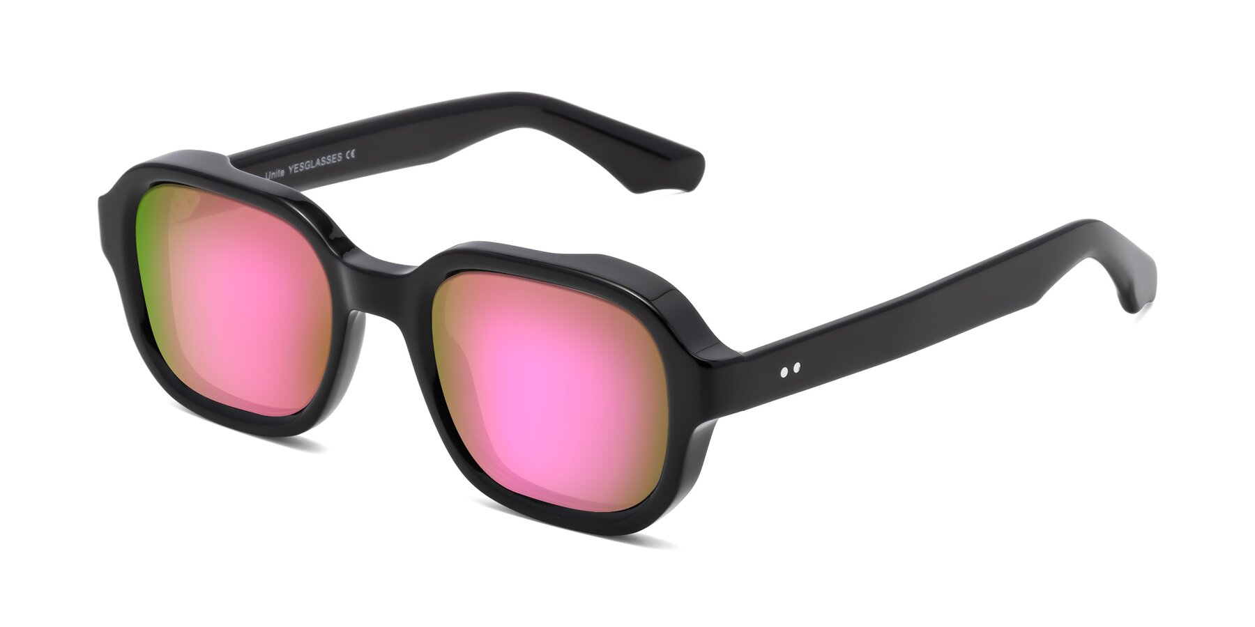 Angle of Unite in Black with Pink Mirrored Lenses