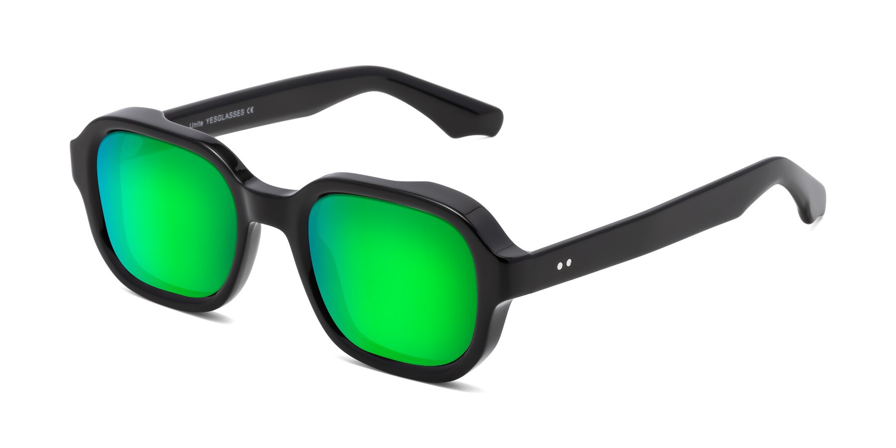 Angle of Unite in Black with Green Mirrored Lenses