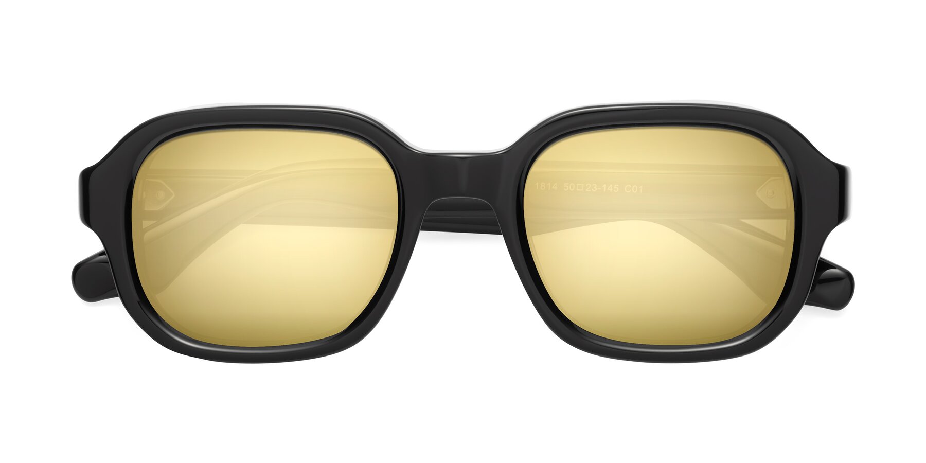 Folded Front of Unite in Black with Gold Mirrored Lenses