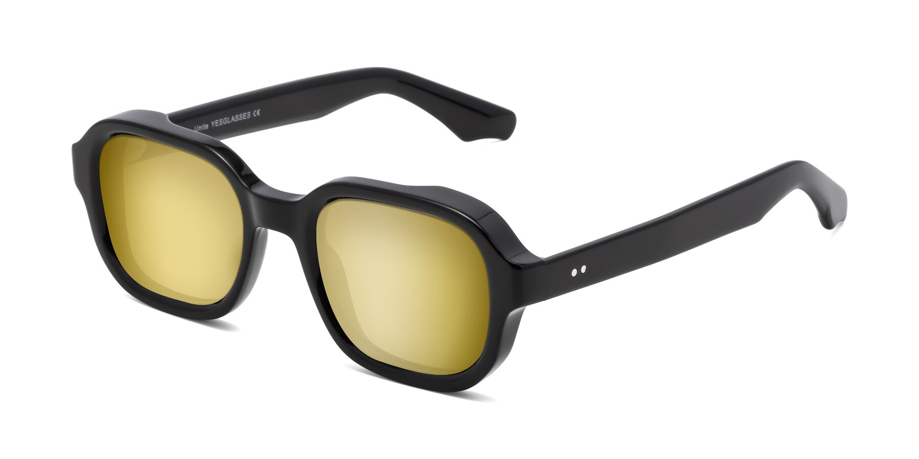 Angle of Unite in Black with Gold Mirrored Lenses