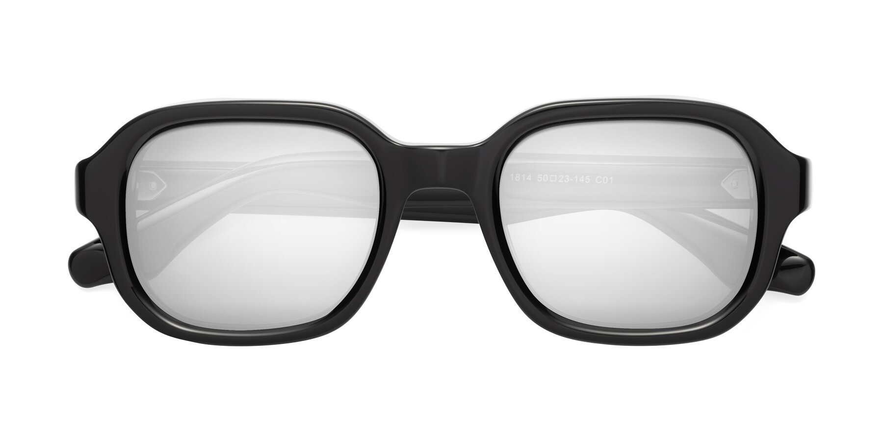 Folded Front of Unite in Black with Silver Mirrored Lenses
