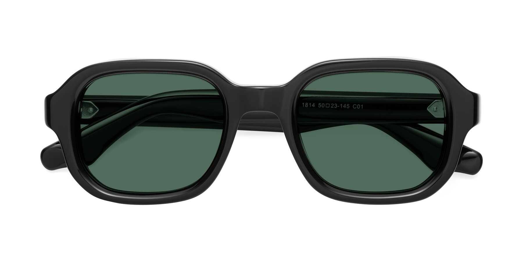 Folded Front of Unite in Black with Green Polarized Lenses