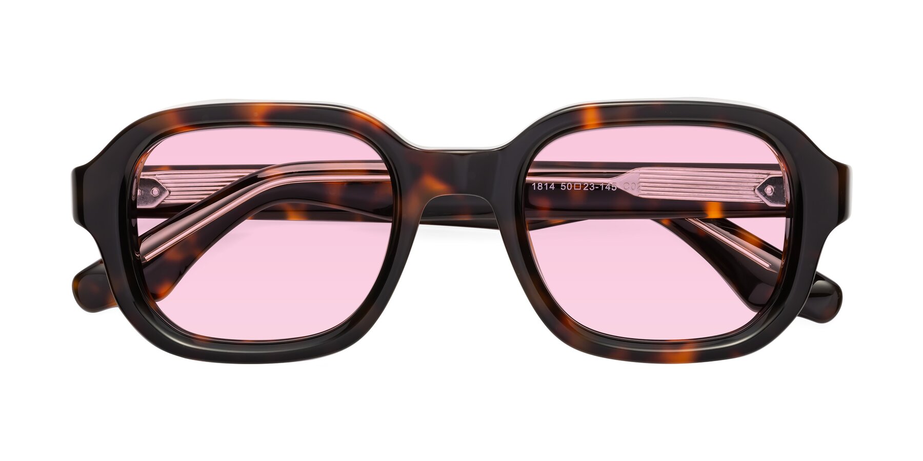 Folded Front of Unite in Tortoise with Light Pink Tinted Lenses