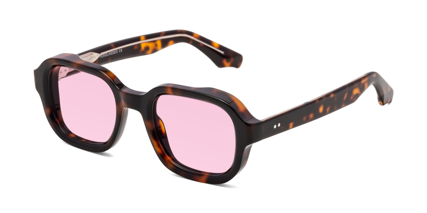 Angle of Unite in Tortoise with Light Pink Tinted Lenses