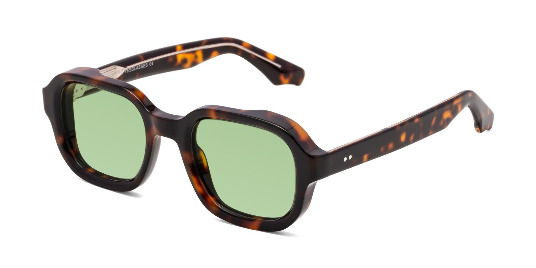 Angle of Unite in Tortoise with Medium Green Tinted Lenses