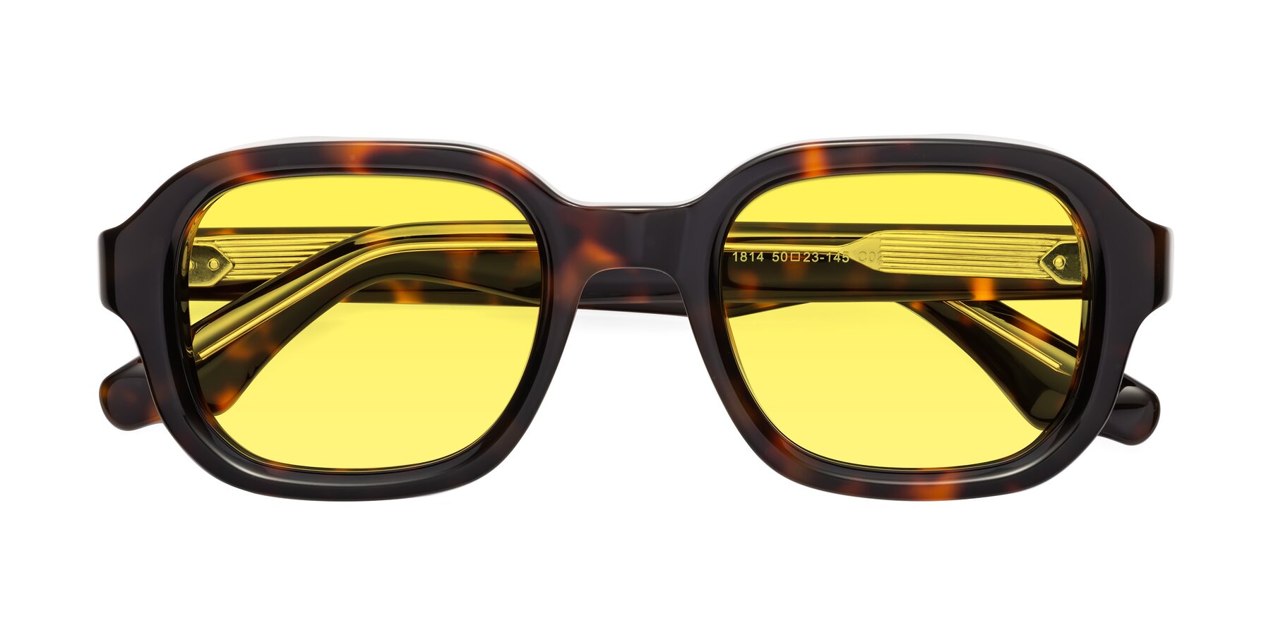 Folded Front of Unite in Tortoise with Medium Yellow Tinted Lenses