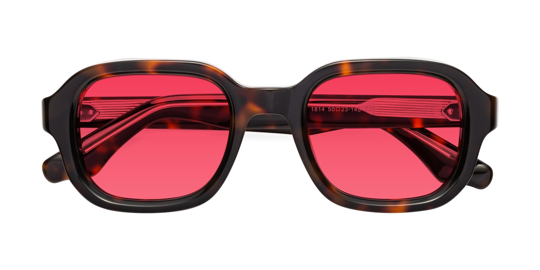 Folded Front of Unite in Tortoise with Red Tinted Lenses