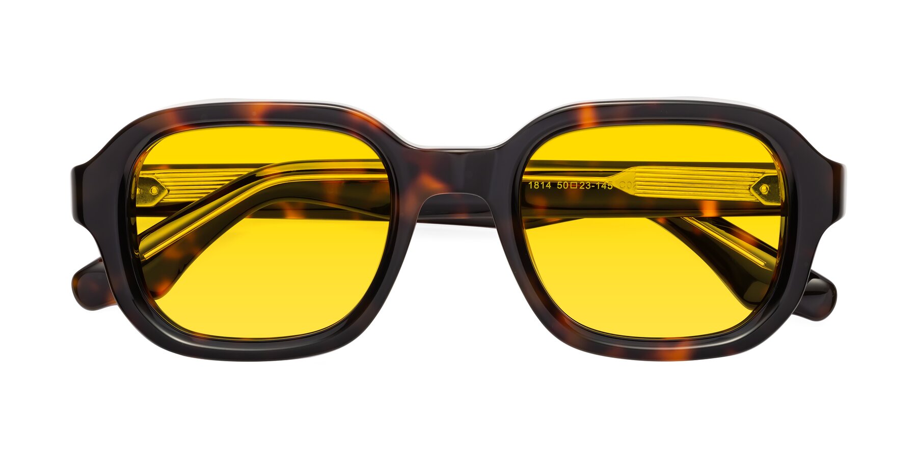 Folded Front of Unite in Tortoise with Yellow Tinted Lenses