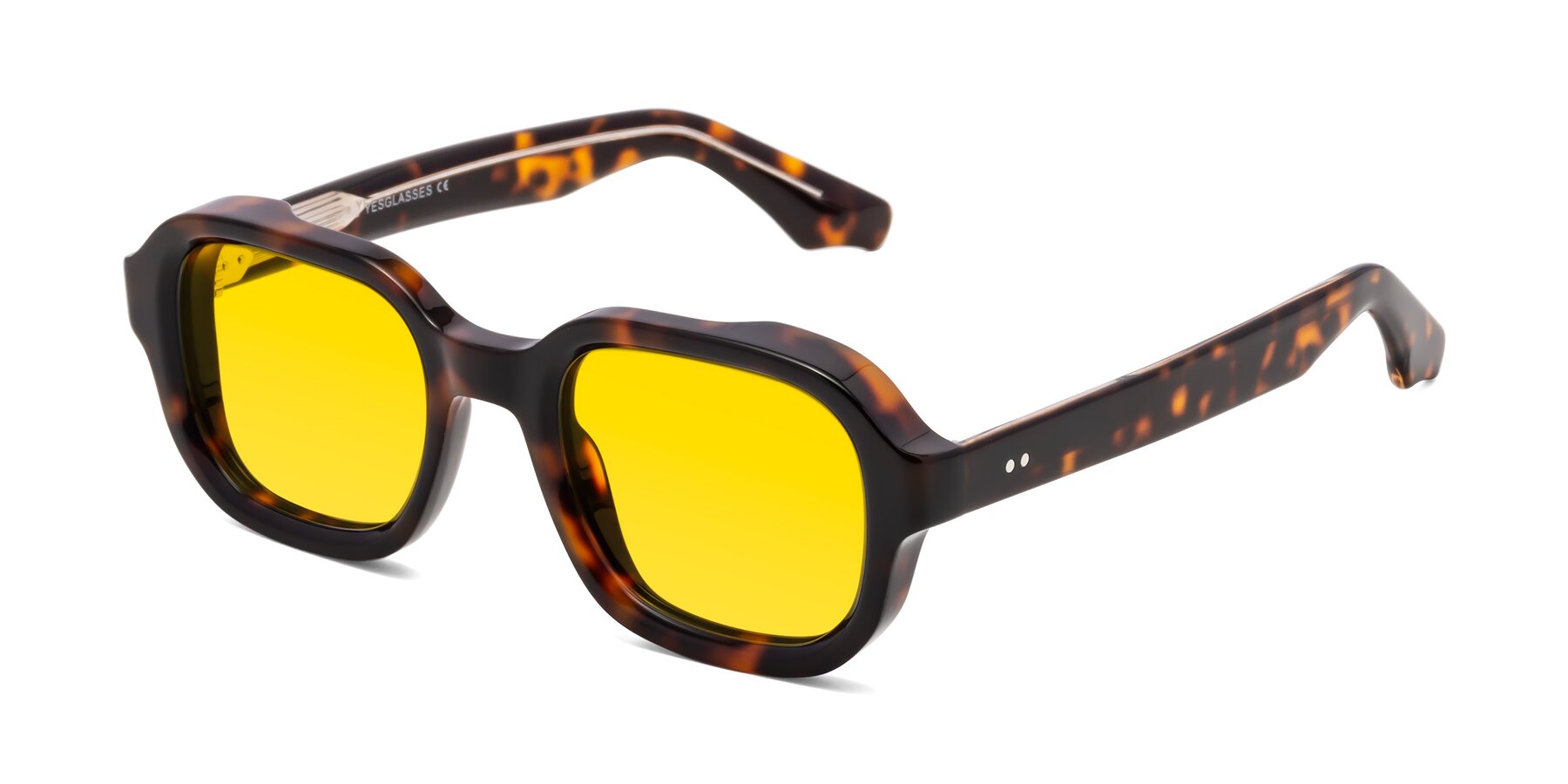 Angle of Unite in Tortoise with Yellow Tinted Lenses