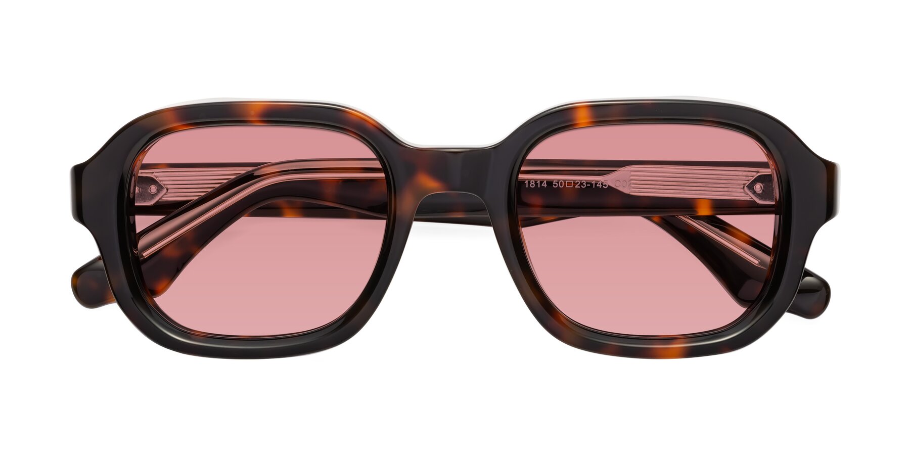 Folded Front of Unite in Tortoise with Medium Garnet Tinted Lenses