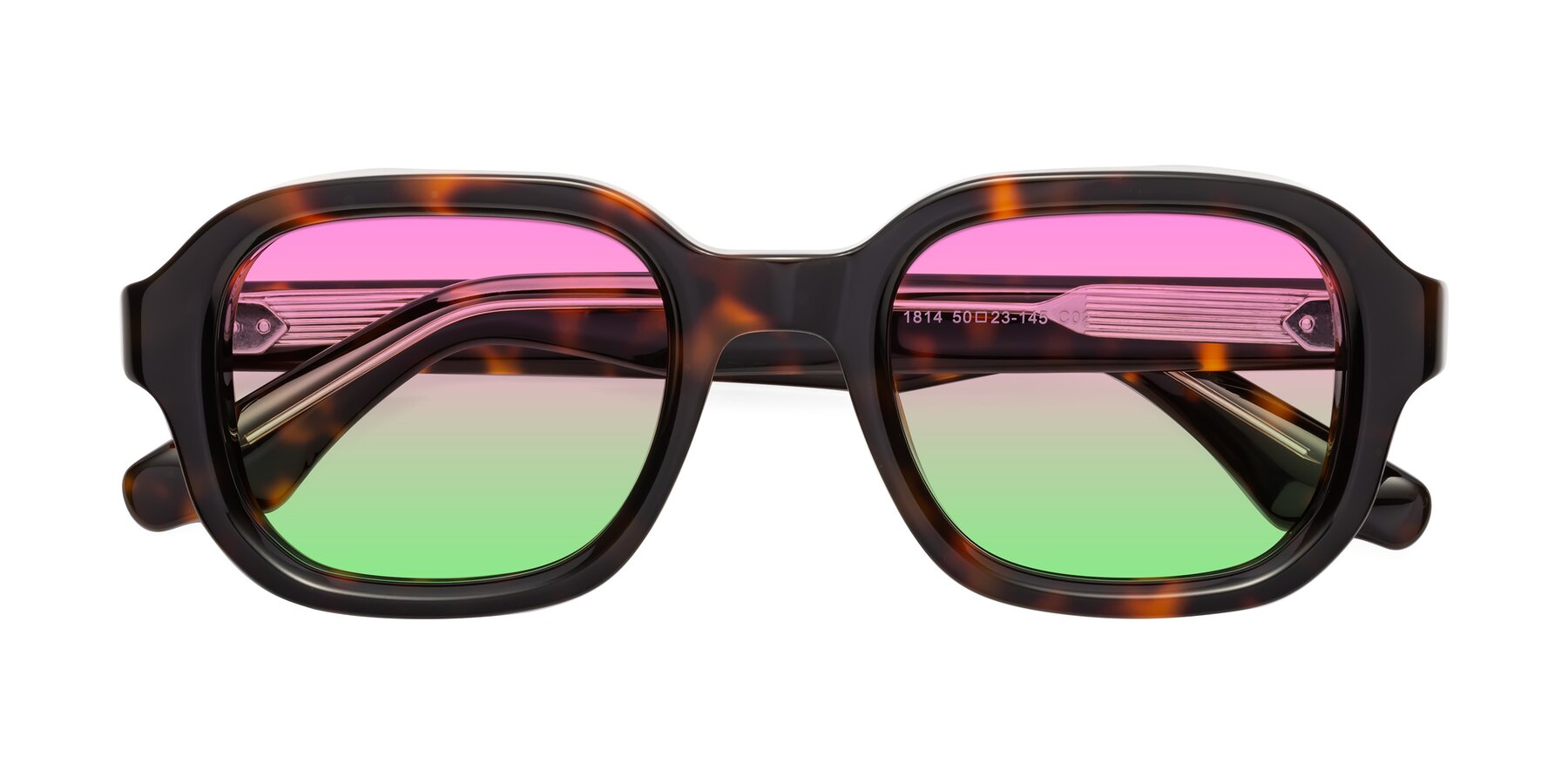 Folded Front of Unite in Tortoise with Pink / Green Gradient Lenses