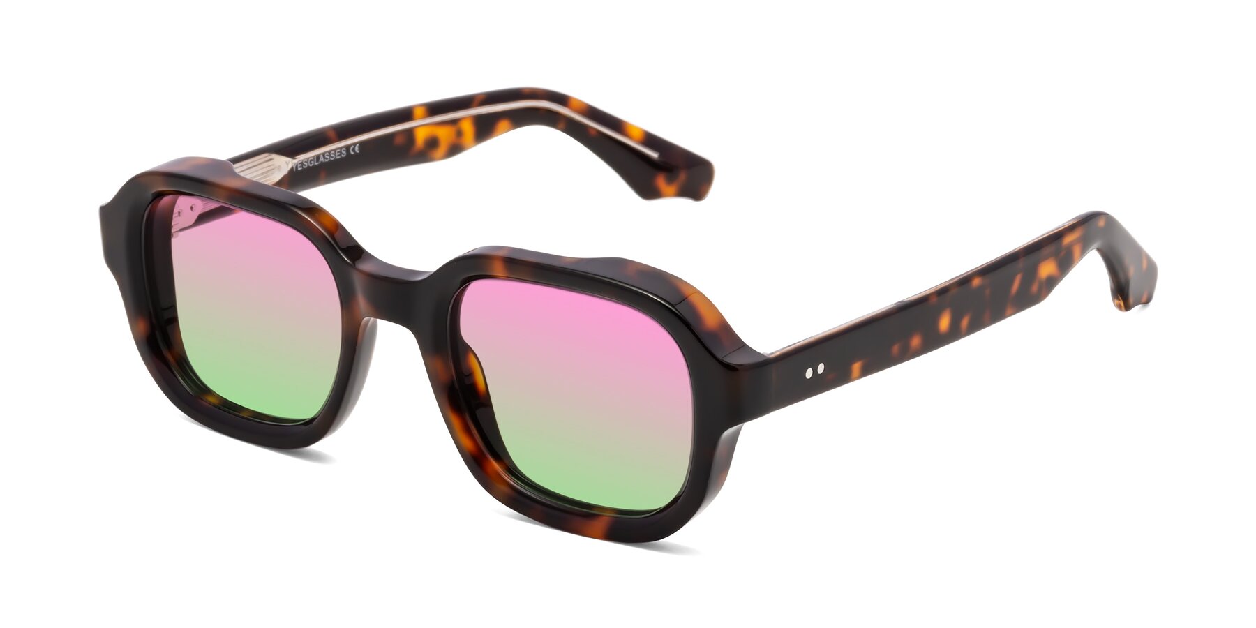 Angle of Unite in Tortoise with Pink / Green Gradient Lenses