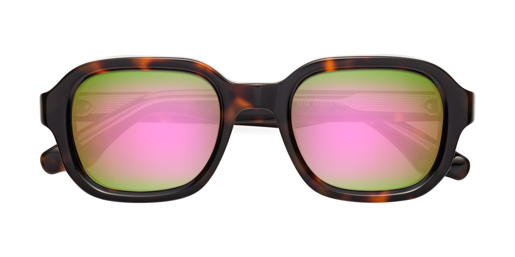 Folded Front of Unite in Tortoise with Pink Mirrored Lenses