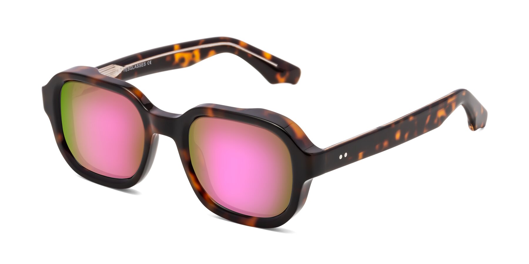 Angle of Unite in Tortoise with Pink Mirrored Lenses