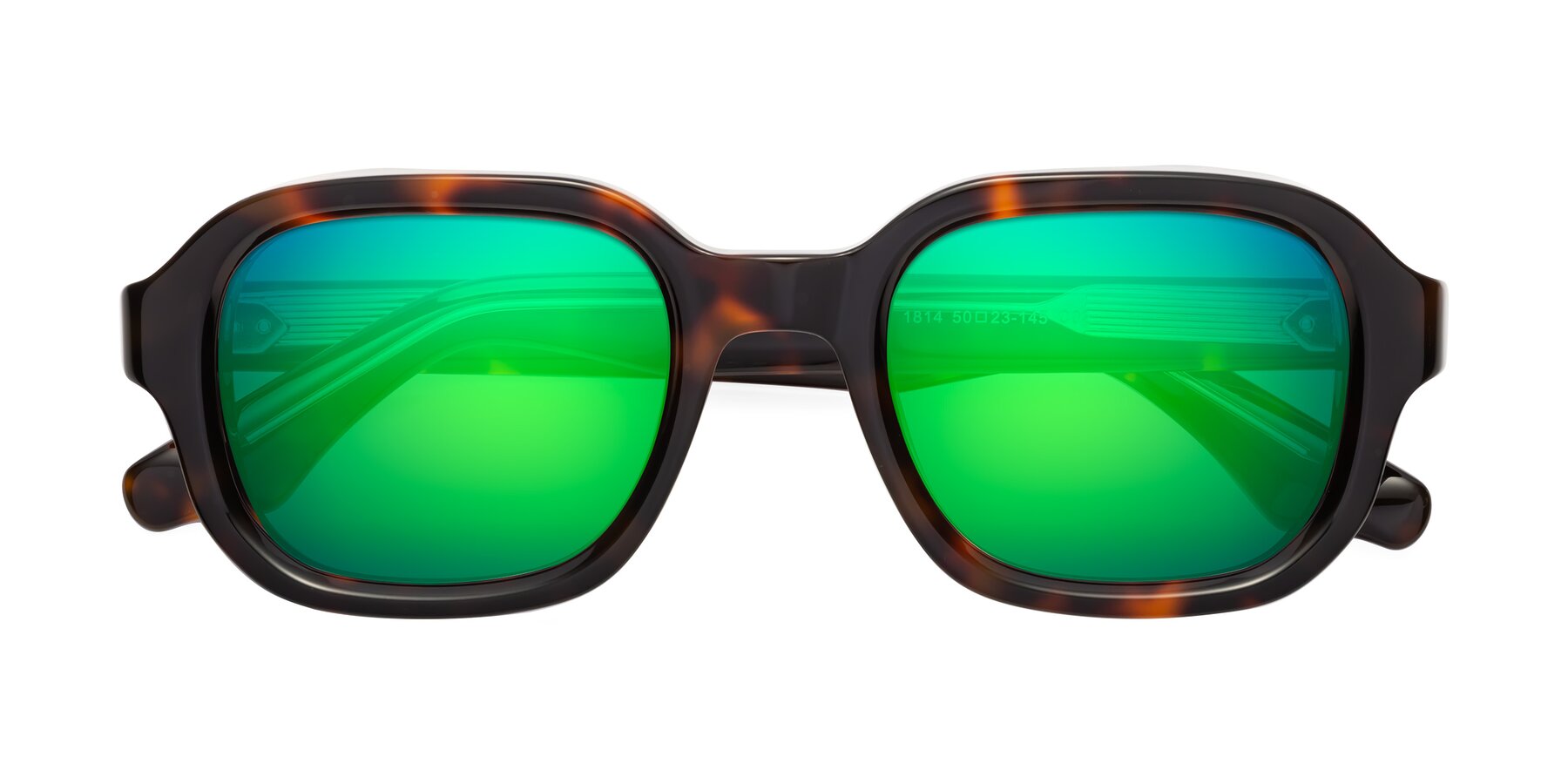 Folded Front of Unite in Tortoise with Green Mirrored Lenses