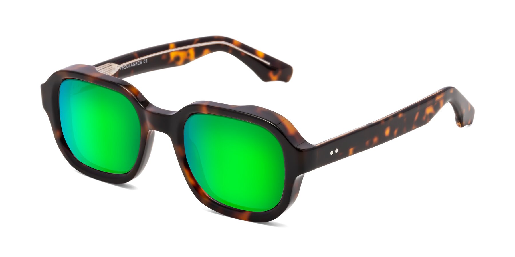 Angle of Unite in Tortoise with Green Mirrored Lenses