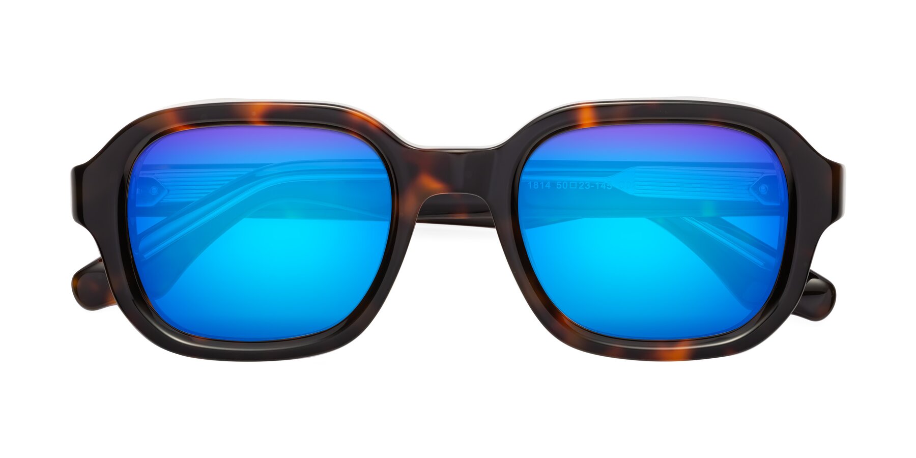 Folded Front of Unite in Tortoise with Blue Mirrored Lenses