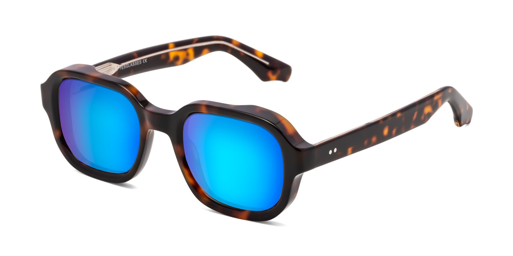 Angle of Unite in Tortoise with Blue Mirrored Lenses