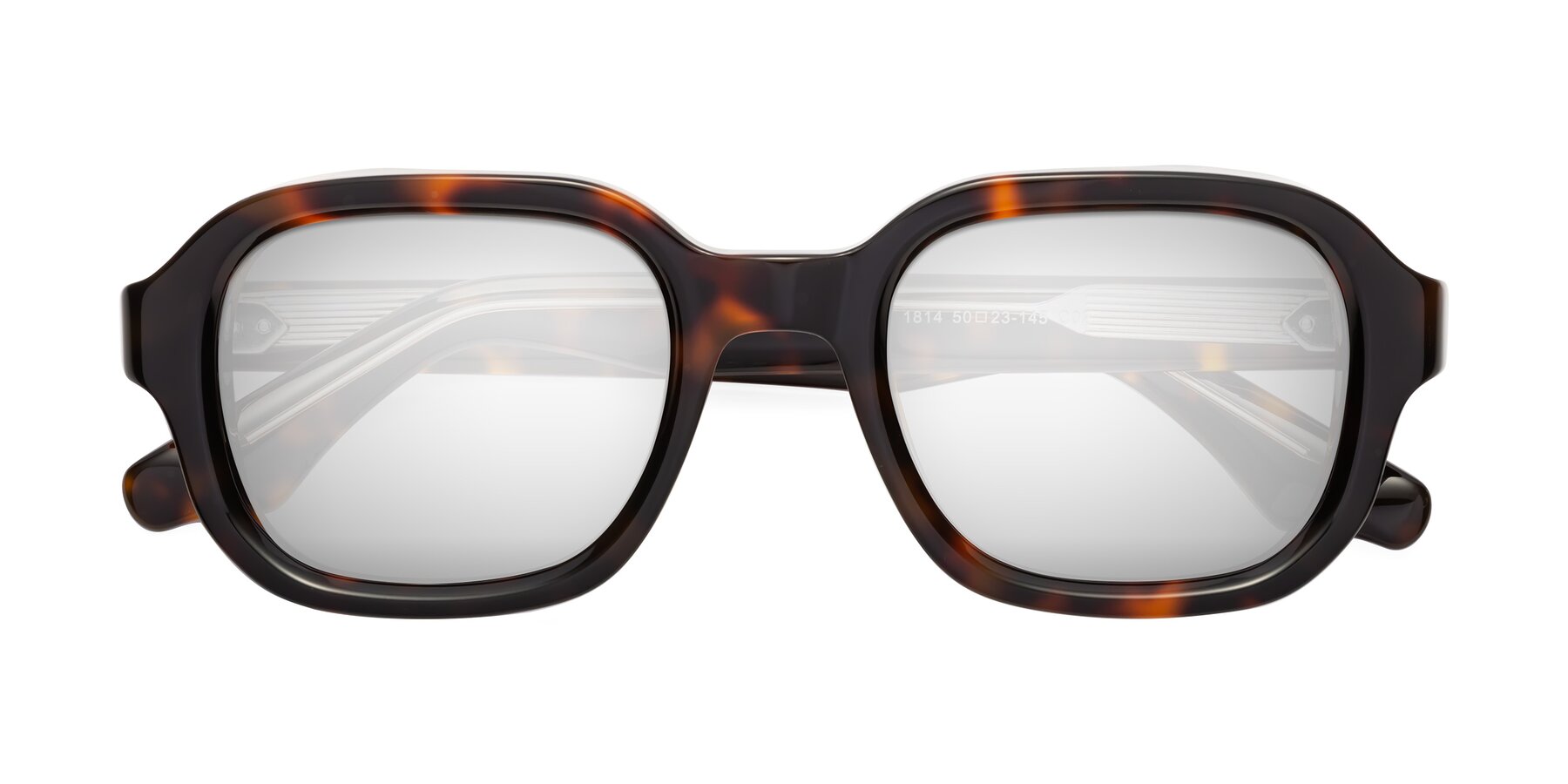 Folded Front of Unite in Tortoise with Silver Mirrored Lenses