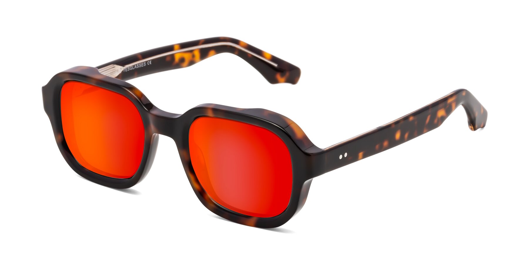 Angle of Unite in Tortoise with Red Gold Mirrored Lenses