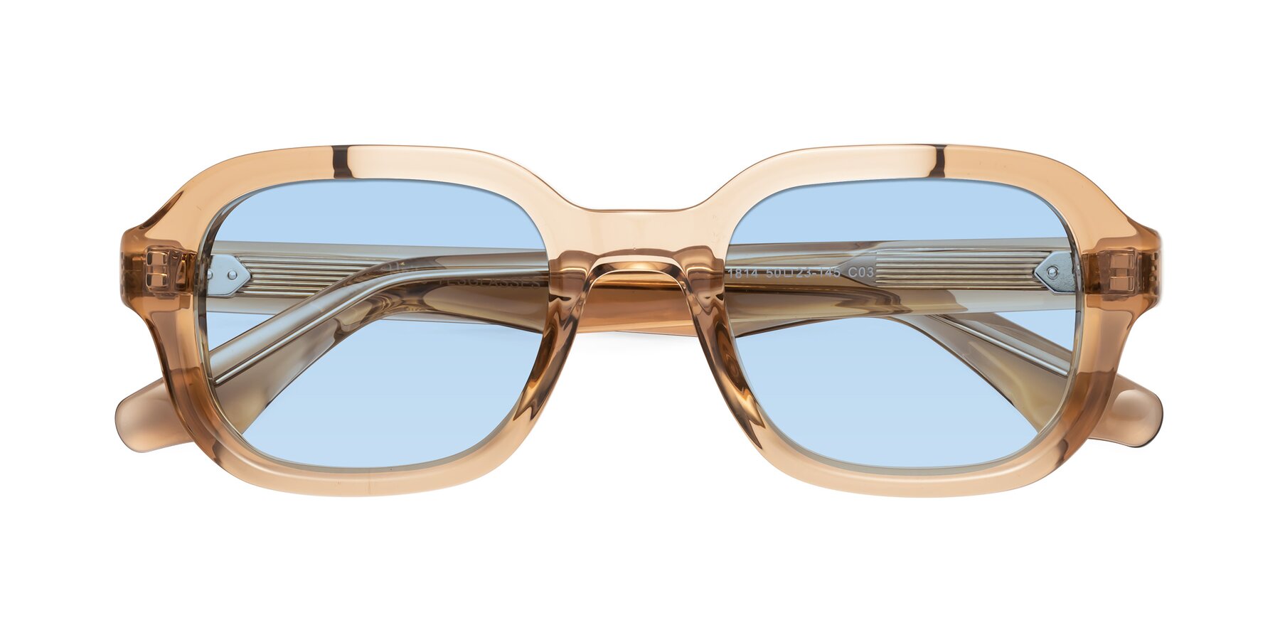 Folded Front of Unite in Amber with Light Blue Tinted Lenses