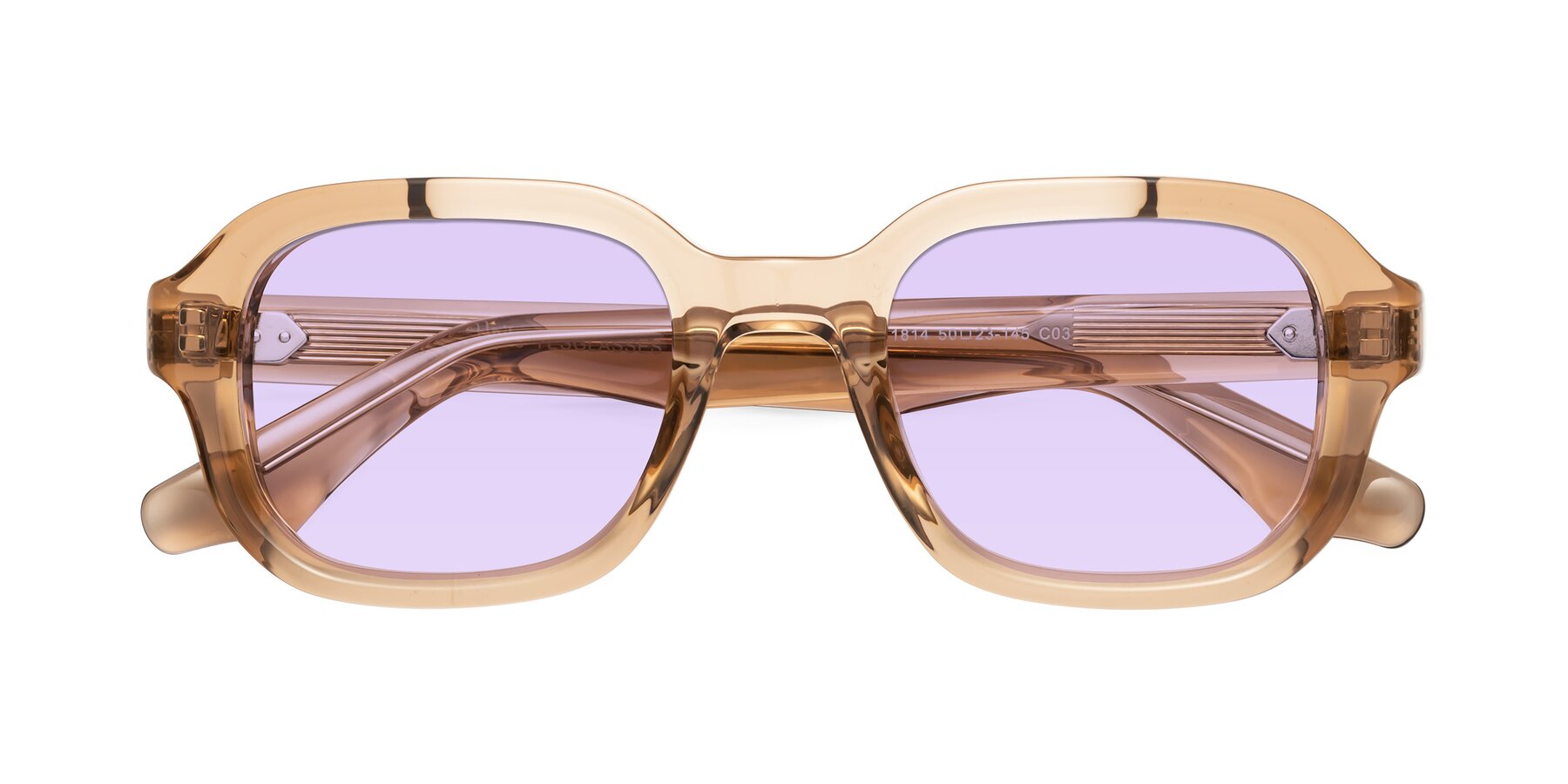 Folded Front of Unite in Amber with Light Purple Tinted Lenses