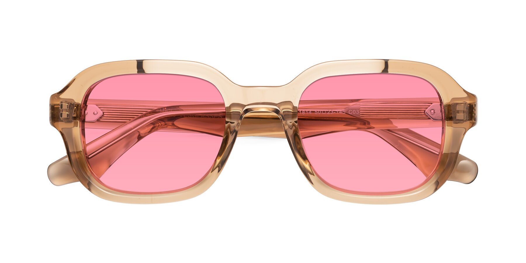 Folded Front of Unite in Amber with Pink Tinted Lenses