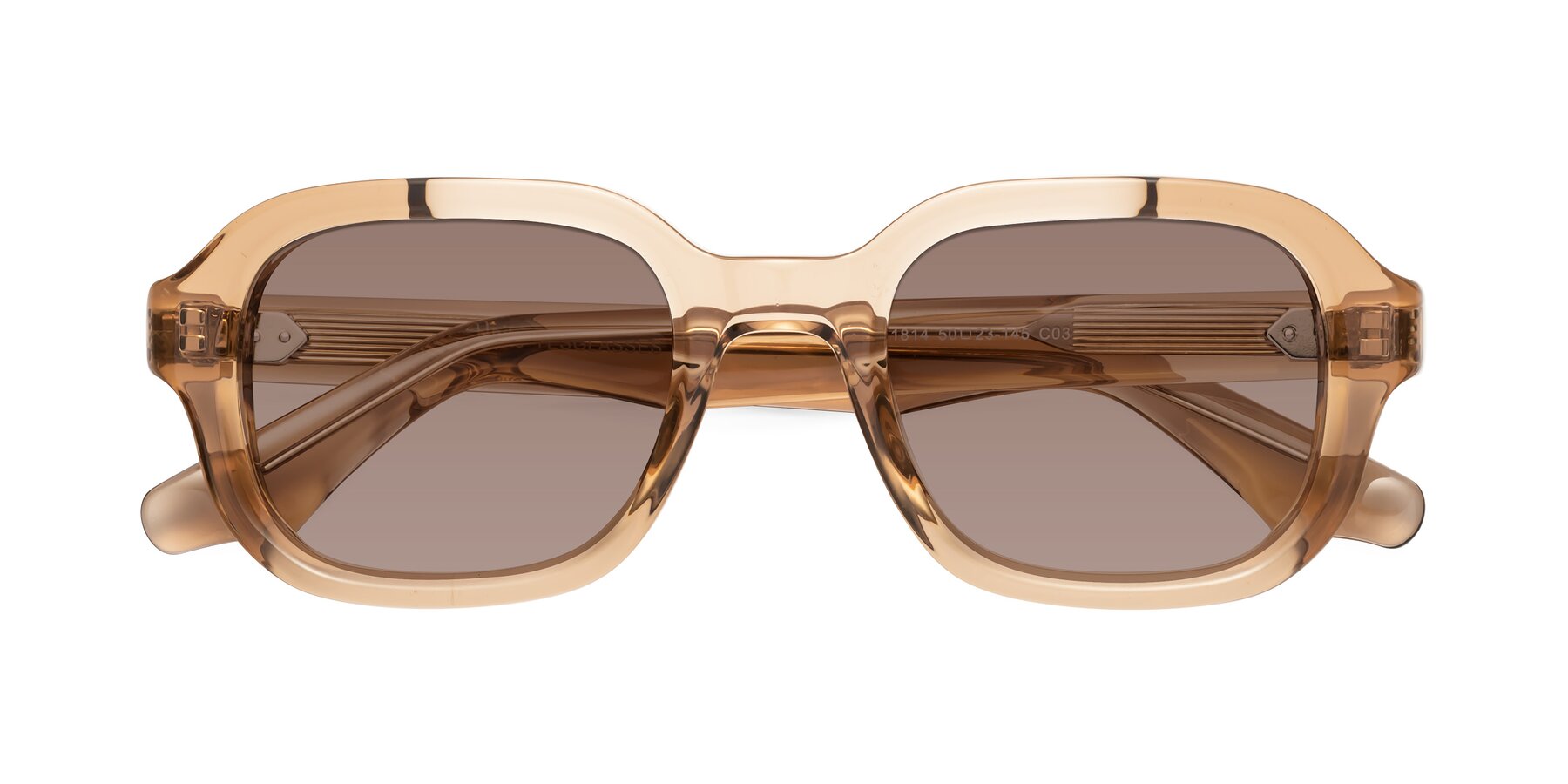 Folded Front of Unite in Amber with Medium Brown Tinted Lenses