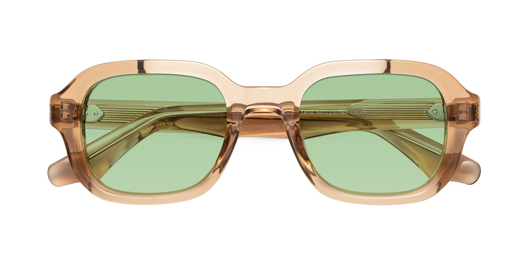 Folded Front of Unite in Amber with Medium Green Tinted Lenses