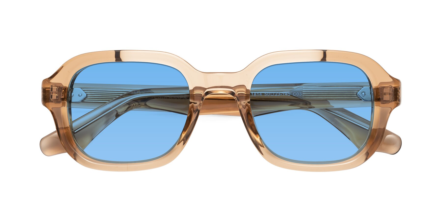 Folded Front of Unite in Amber with Medium Blue Tinted Lenses
