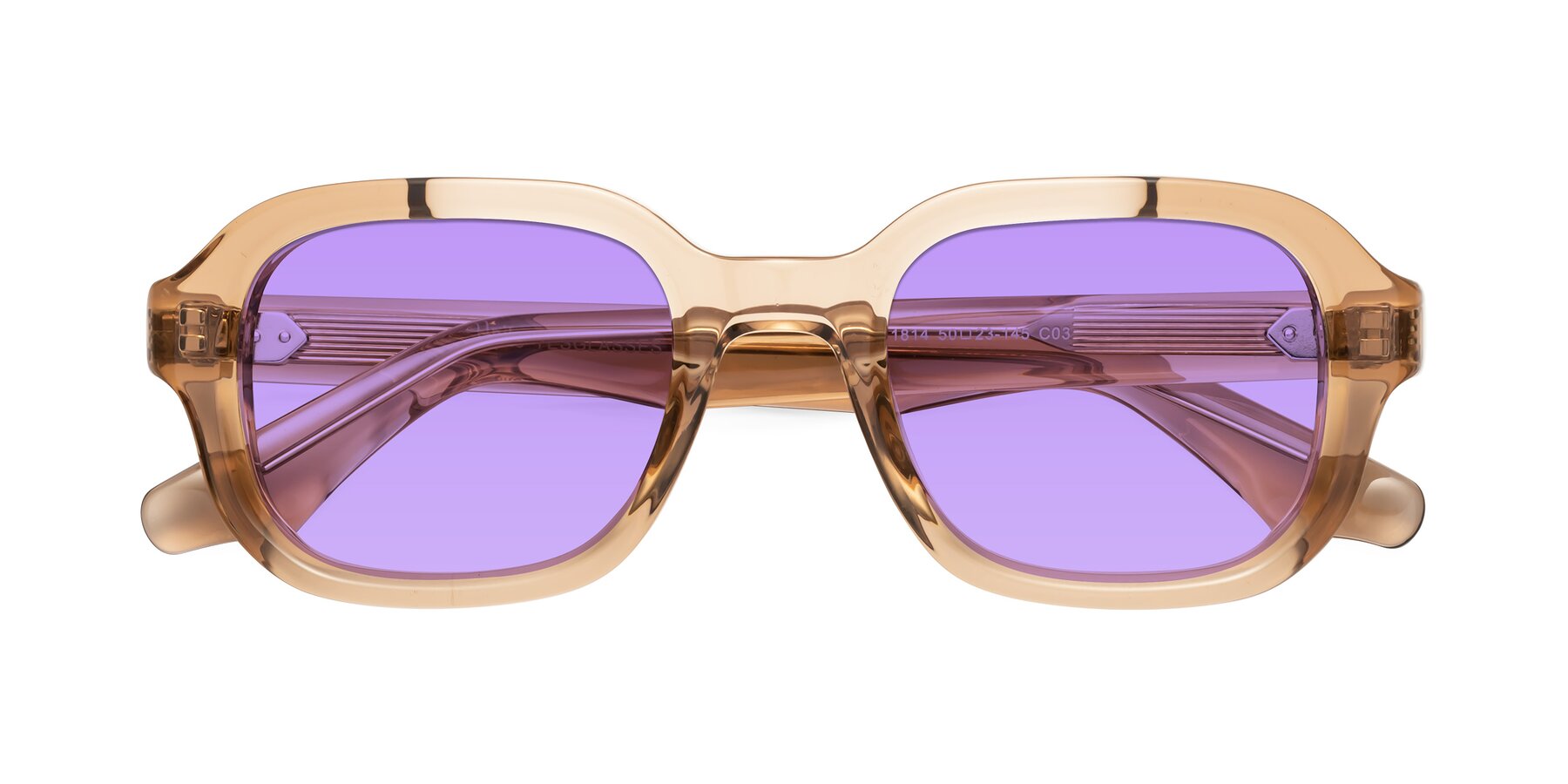 Folded Front of Unite in Amber with Medium Purple Tinted Lenses