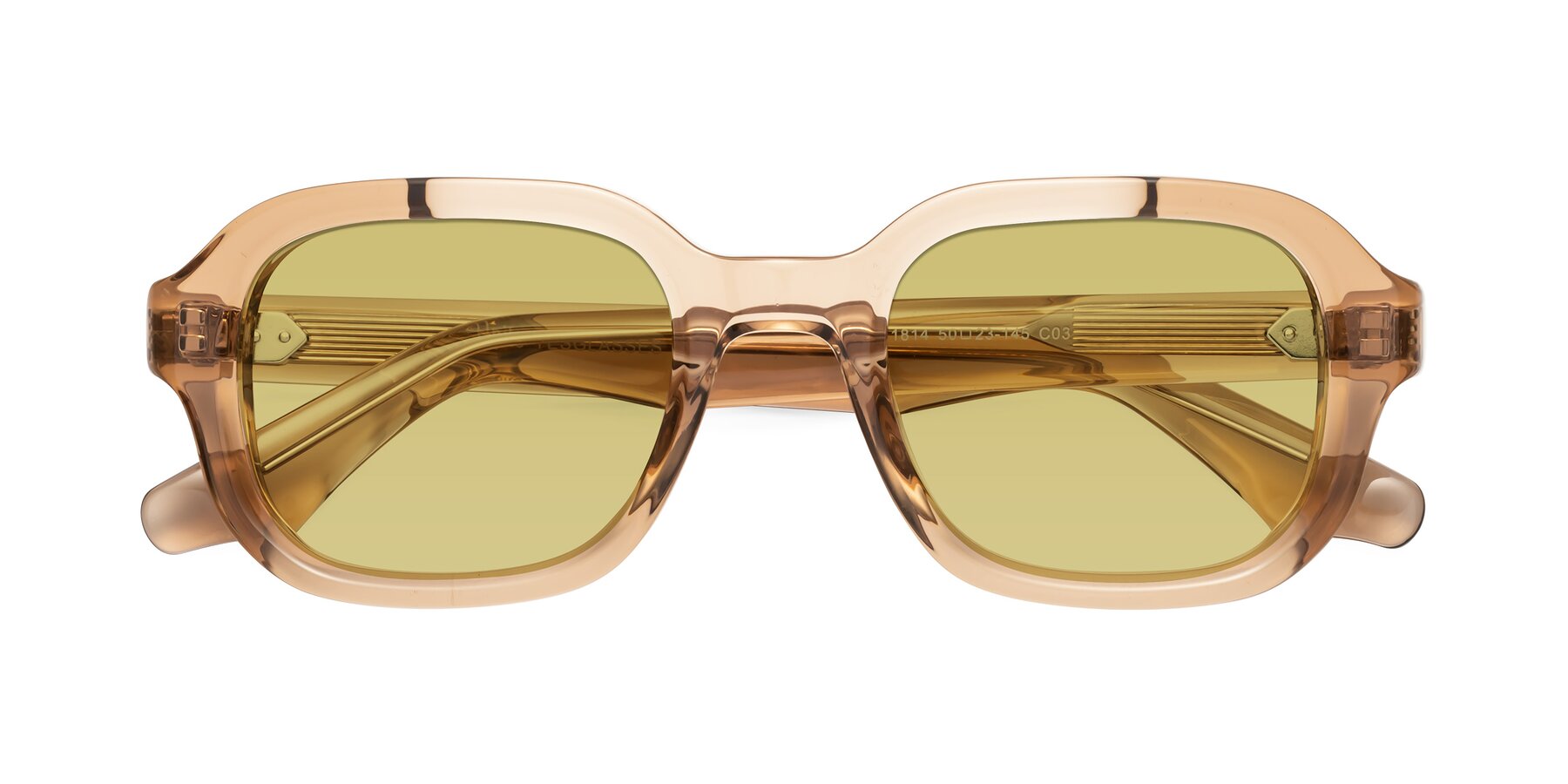 Folded Front of Unite in Amber with Medium Champagne Tinted Lenses
