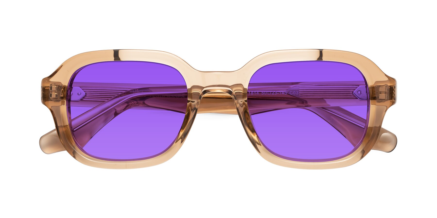 Folded Front of Unite in Amber with Purple Tinted Lenses