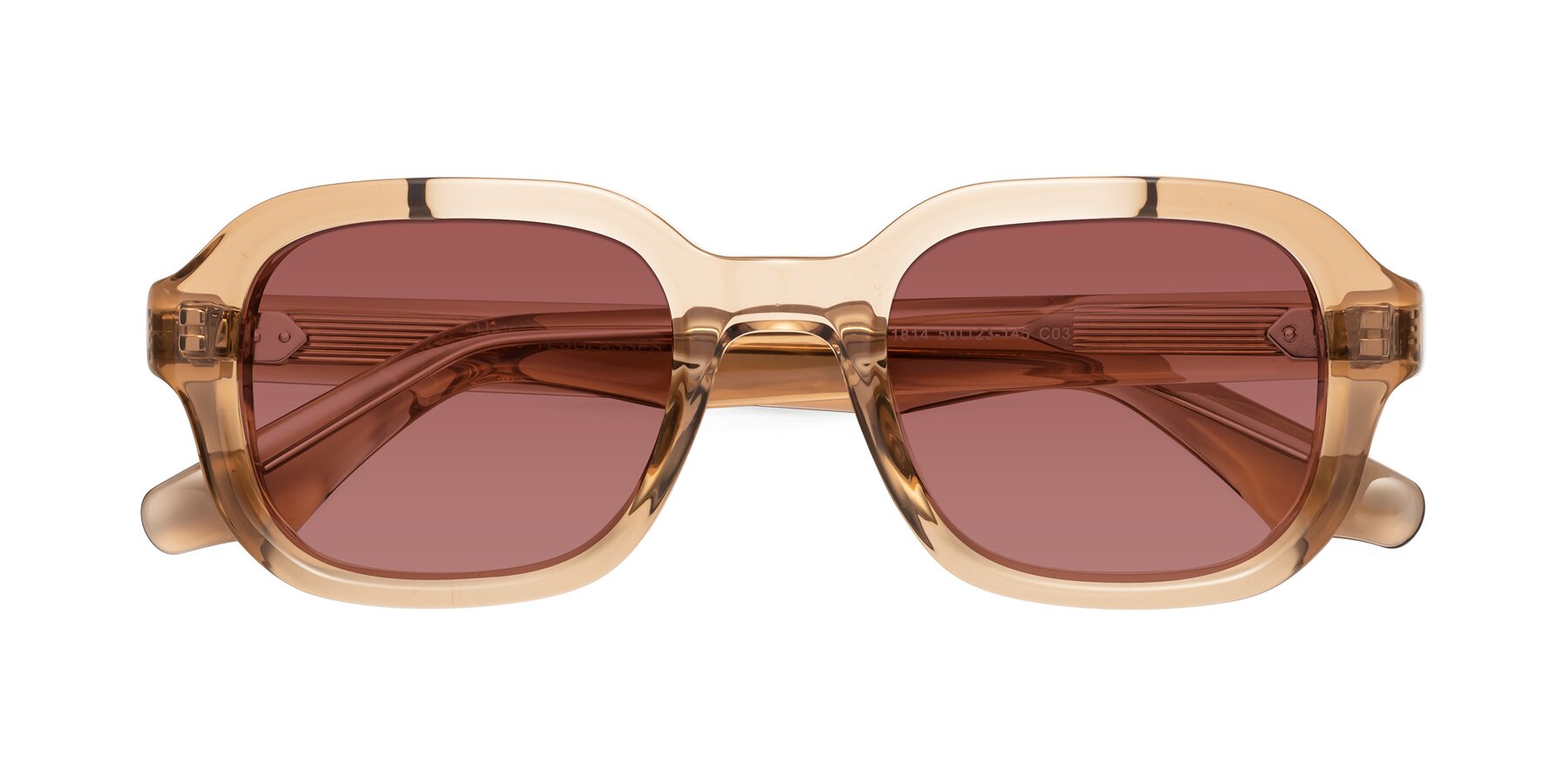 Folded Front of Unite in Amber with Garnet Tinted Lenses