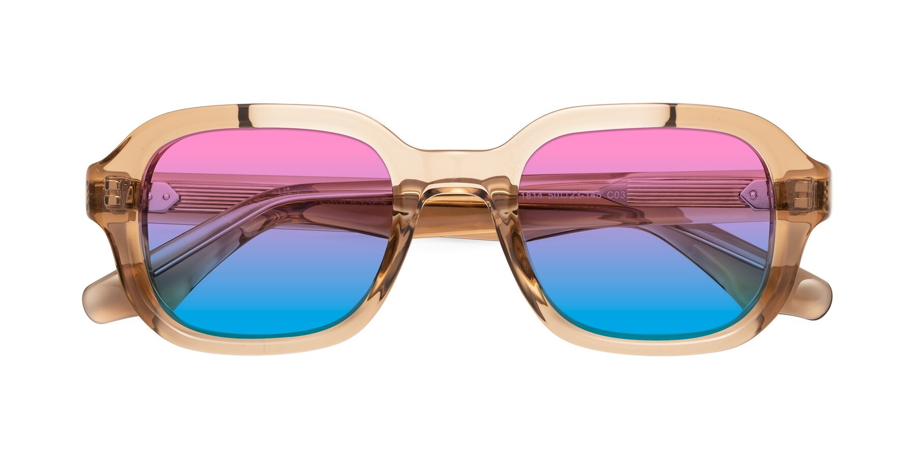 Folded Front of Unite in Amber with Pink / Blue Gradient Lenses