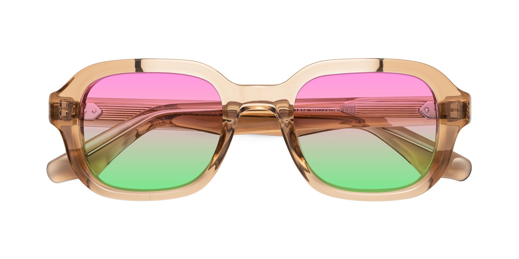 Folded Front of Unite in Amber with Pink / Green Gradient Lenses