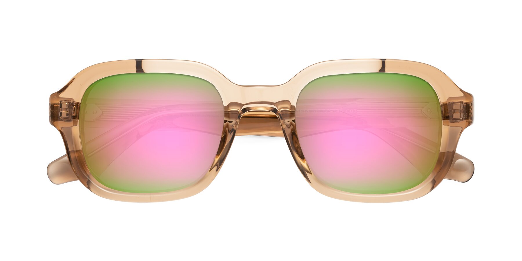 Folded Front of Unite in Amber with Pink Mirrored Lenses